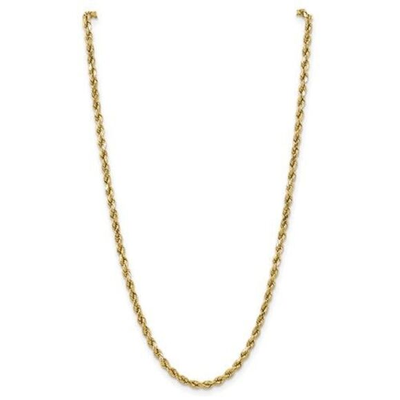 New 10K Yellow Gold 18” Diamond-Cut Rope Chain Necklace – 4.9mm Semi-Solid - Picture 4 of 9